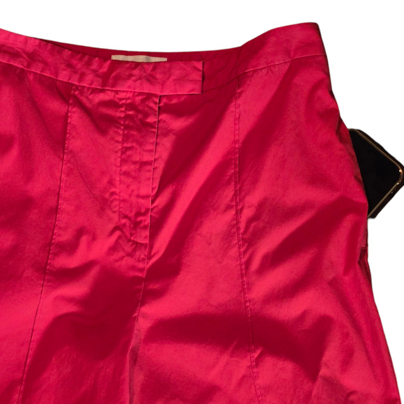 Anthropologie Red Poplin Wide Leg Pants Pleated Cotton Size 8 - Picture 3 of 5